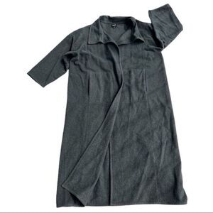 Eileen Fisher 100%‎ Wool Coat Women's Large Long Gray Jacket w Pockets, Academia